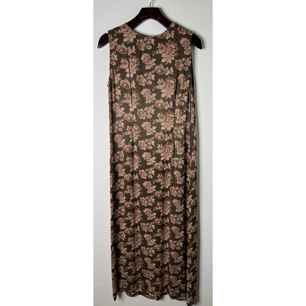 Vtg April Cornell Sleeveless‎ Rayon Long Maxi Dress Sz S Floral Cottagecore